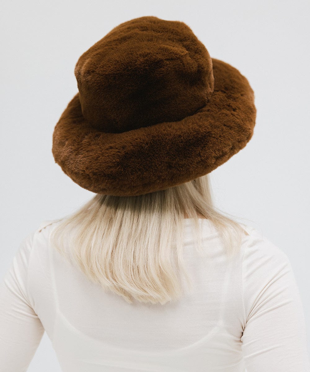 Gigi Pip winter hats for women - Parker Big Faux Fur Hat - oversized plush faux fur hat with features a satin lining for hair-safe styling [brown]