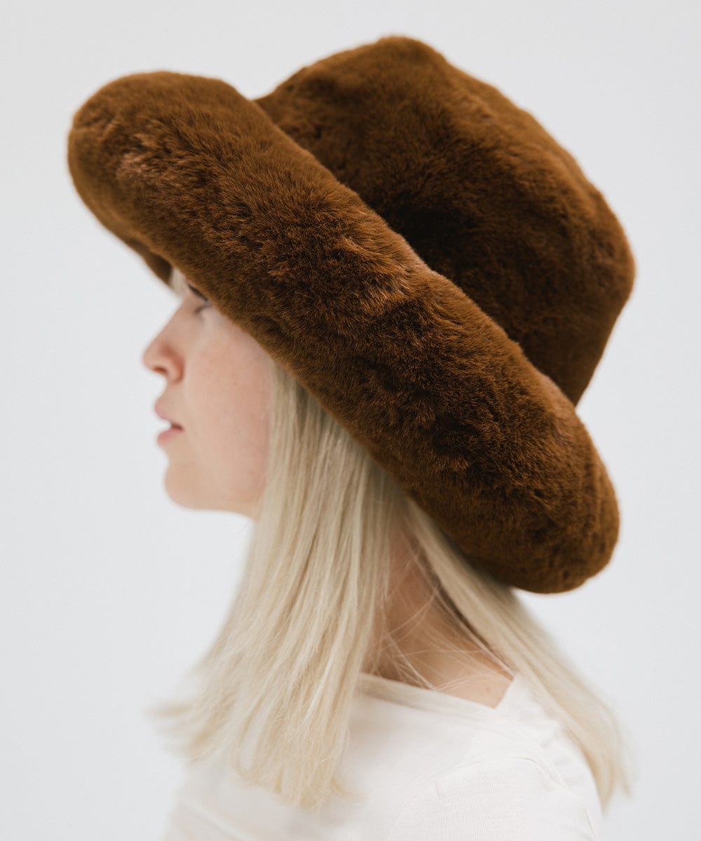 Gigi Pip winter hats for women - Parker Big Faux Fur Hat - oversized plush faux fur hat with features a satin lining for hair-safe styling [brown]