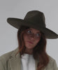 Gigi Pip felt hats for women - Amelia Wide Brim Fedora - 100% australian wool wide brim fedora with a pinched teardrop crown + pencil rolled brim [limited-edition-moss]