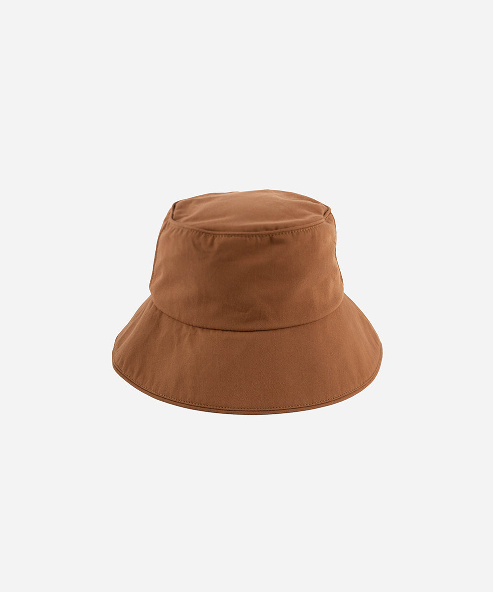 Gigi Pip bucket hats for women - Rylee Bucket Hat - 100% cotton bucket hat with a silk inner liner and an adjustable sweatband, featuring a gold Gigi Pip pin on the back of the crown [brown]