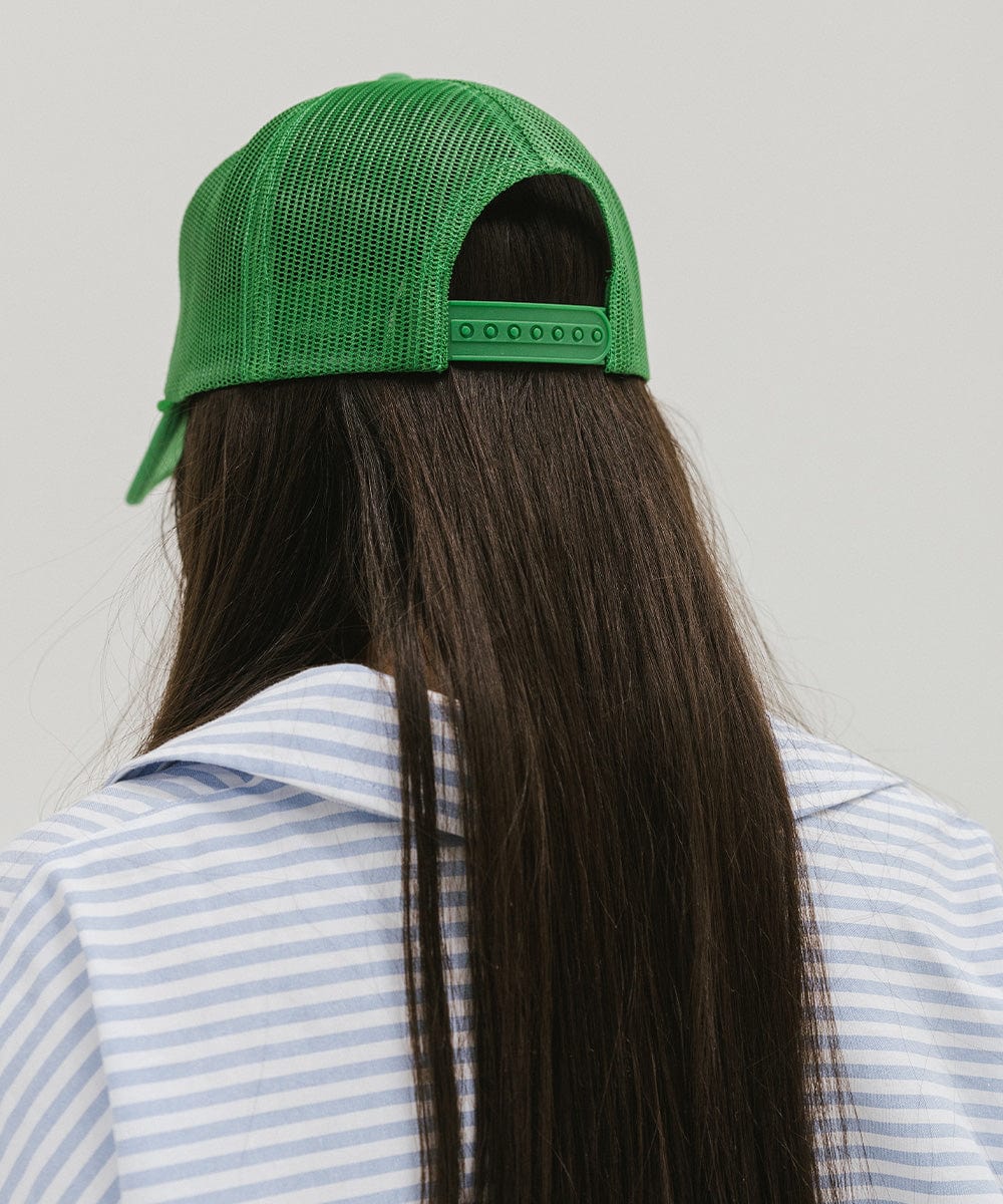 Gigi Pip trucker hats for women - Saddleback Foam Trucker Hat - 100% polyester foam + mesh trucker hat with a curved brim featuring the words "Saddleback Ranch" in a contrasting color as a design across the front panel [cream-vintage green]