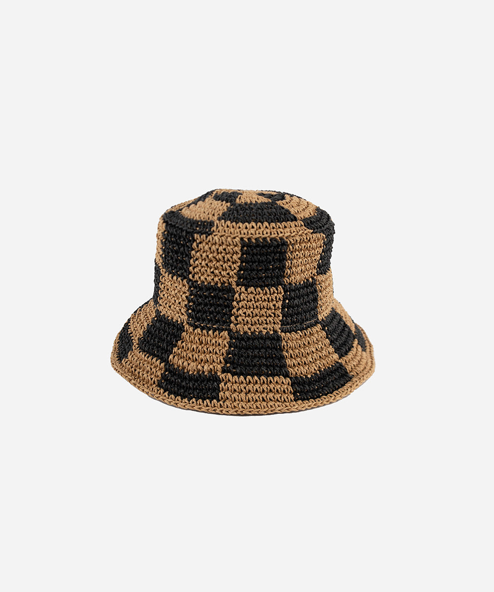 Gigi Pip bucket hats for women - Sal Crochet Bucket Hat - packable crochet bucket hat [black-check]