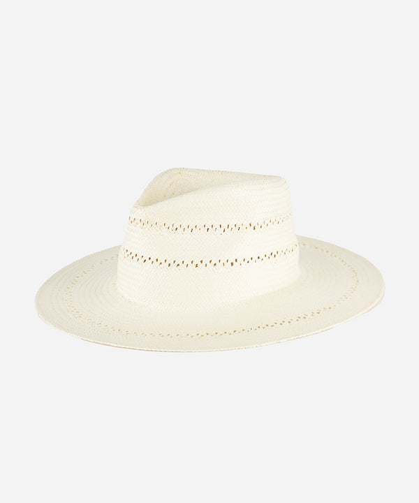 Gigi Pip straw hats for women - Sloan - 100% paper straw fedora sun hat featuring venting + excellent sun protection [white]