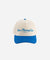 Gigi Pip trucker hats for women - Slow Morning Club Canvas Trucker Hat - 100% cotton canvas w/ cotton sweatband + reinforced from inner panel with 100% plolyester mesh trucker with Slow Morning Club embroidered on the front panel featuring an adjustable back strap [cream-blue]