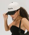 Gigi Pip trucker hats for women - Slow Morning Club Canvas Trucker Hat - 100% cotton canvas w/ cotton sweatband + reinforced from inner panel with 100% plolyester mesh trucker with Slow Morning Club embroidered on the front panel featuring an adjustable back strap [cream-black]