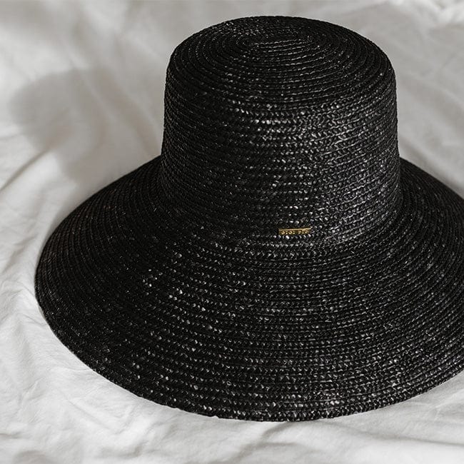 Gigi Pip straw hats for women - Jolie Boater - bell shaped straw with a boater crown and a sloped brim [black]