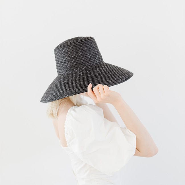 Gigi Pip straw hats for women - Jolie Boater - bell shaped straw with a boater crown and a sloped brim [black]