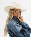 Gigi Pip straw hats for women - Linny Gus Crown -  lightweight Mexican palmilla straw Western hat with a classic Gus crown + wide curve rolled brim, featuring a gold plated metal Gigi Pip pin on the back of the crown [natural]