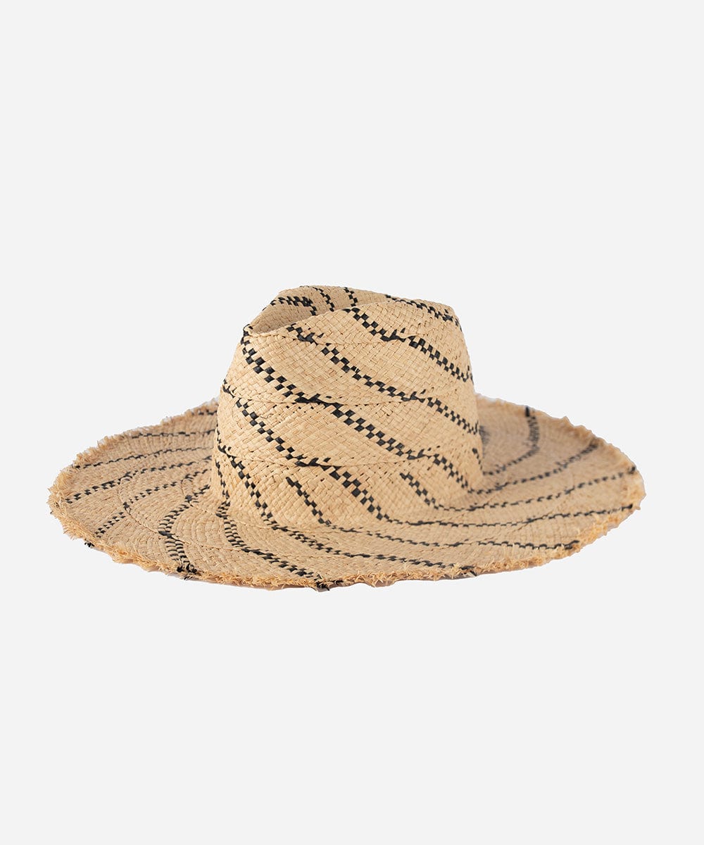 Straw Hats Gemma Wide Brim Straw Natural-Black / XS 55