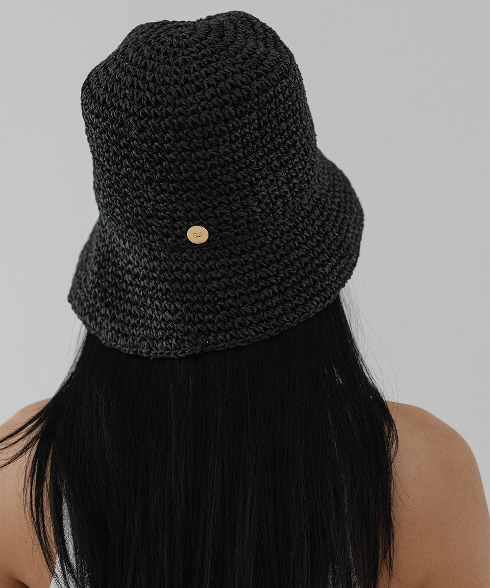  Gigi Pip bucket hats for women - Sal Crochet Bucket Hat - packable crochet bucket hat [black]