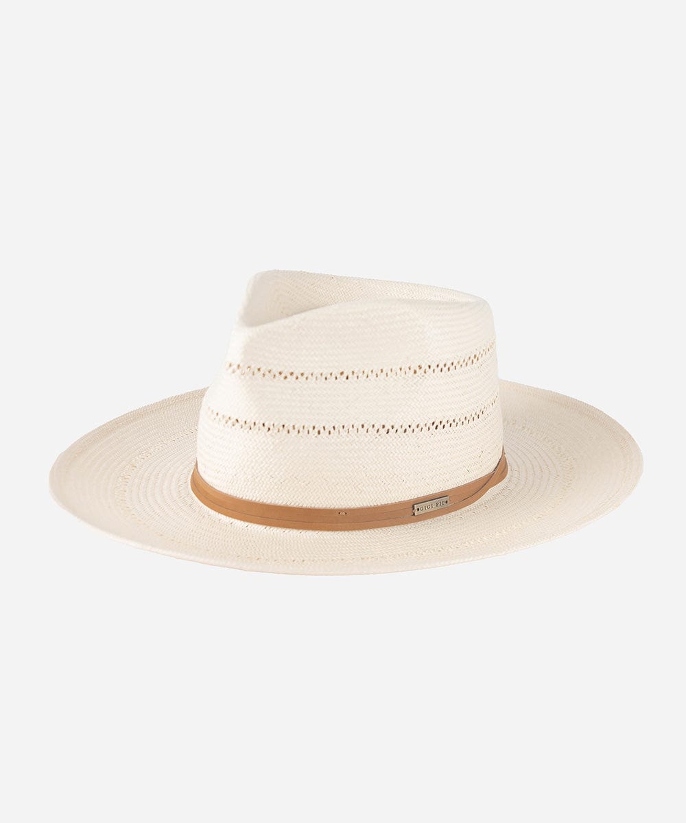 Straw Hats Arlo Straw Teardrop Fedora Tan Band / 55 XS