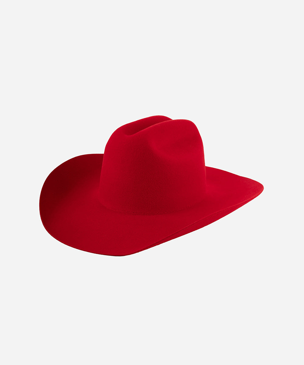 Gigi Pip felt hats for women - Teddy Cattleman - 100% australian wool classic cattleman crown with a wide upturned brim [cherry red]