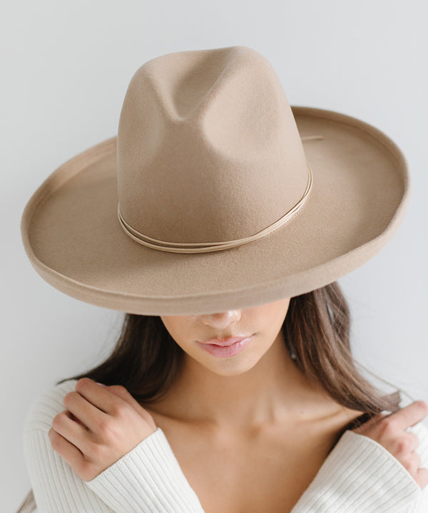 Gigi Pip hat bands + trims for women's hats - Triple Strand Band - triple strand rope band made from waxed cotton, featuring a tie knot in the back with rope tails used to tighten the band around the crown of your hat [tan]