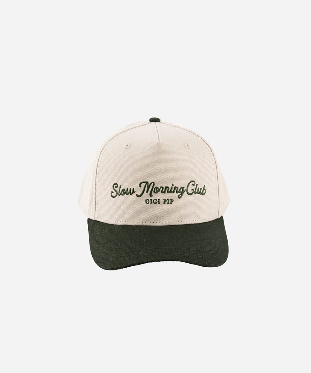 Truckers Slow Morning Club (Swiss Days) Canvas Trucker Cream - Dark Green