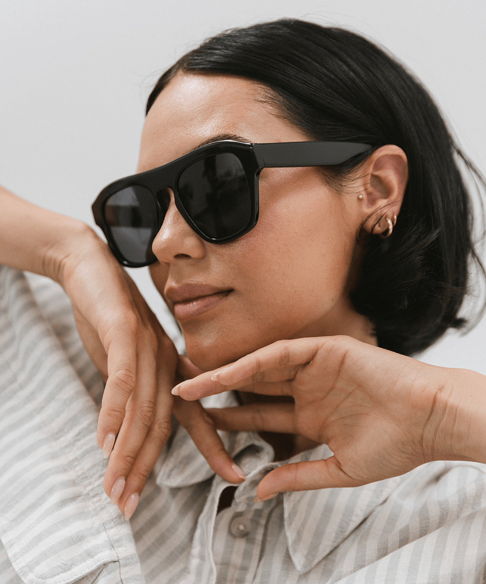 Gigi Pip sunglasses for women - Val Wayfarer Sunglasses - oversized wayfarer style women's sunglasses with an acetate frame + polarized lenses [black]