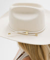 Gigi Pip hat bands + trims for women's hats - Cara Loren Vegan Wrap Band - leather vegan adjustable wrap band featuring gold plated metal hardware [off white]