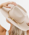 Gigi Pip hat bands + trims for women's hats - Cara Loren Vegan Wrap Band - leather vegan adjustable wrap band featuring gold plated metal hardware [tan]