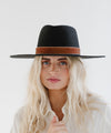 Gigi Pip hat bands + trims for women's hats - Velvet Chain Band - 100% nylon ribbon band with a layer of velvet lining the outside, featuring with Gigi Pip brand near the gold chain clasp [camel]