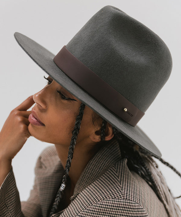 Gigi Pip hat bands + trims for women's hats - Wide Leather Band - 100% genuine leather hat band featuring a metal pin enclosure + Gigi Pip embossed on the edge [chocolate]