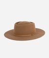 Gigi Pip felt hats for women - Wren Flat Brim Telescope - telescope crown with a stiff, flat brim and features an adjustable leather chinstrap [brown]