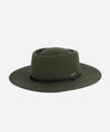 Gigi Pip felt hats for women - Wren Flat Brim Telescope - telescope crown with a stiff, flat brim and features an adjustable leather chinstrap [green]