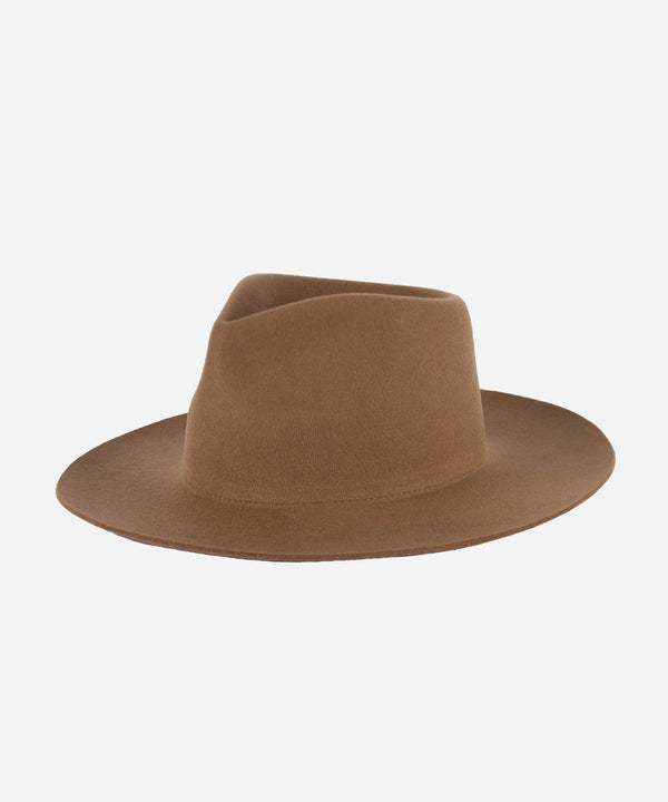 Gigi Pip felt hats for women - Zephyr Rancher - fedora teardrop crown with a stiff upturned brim [brown]