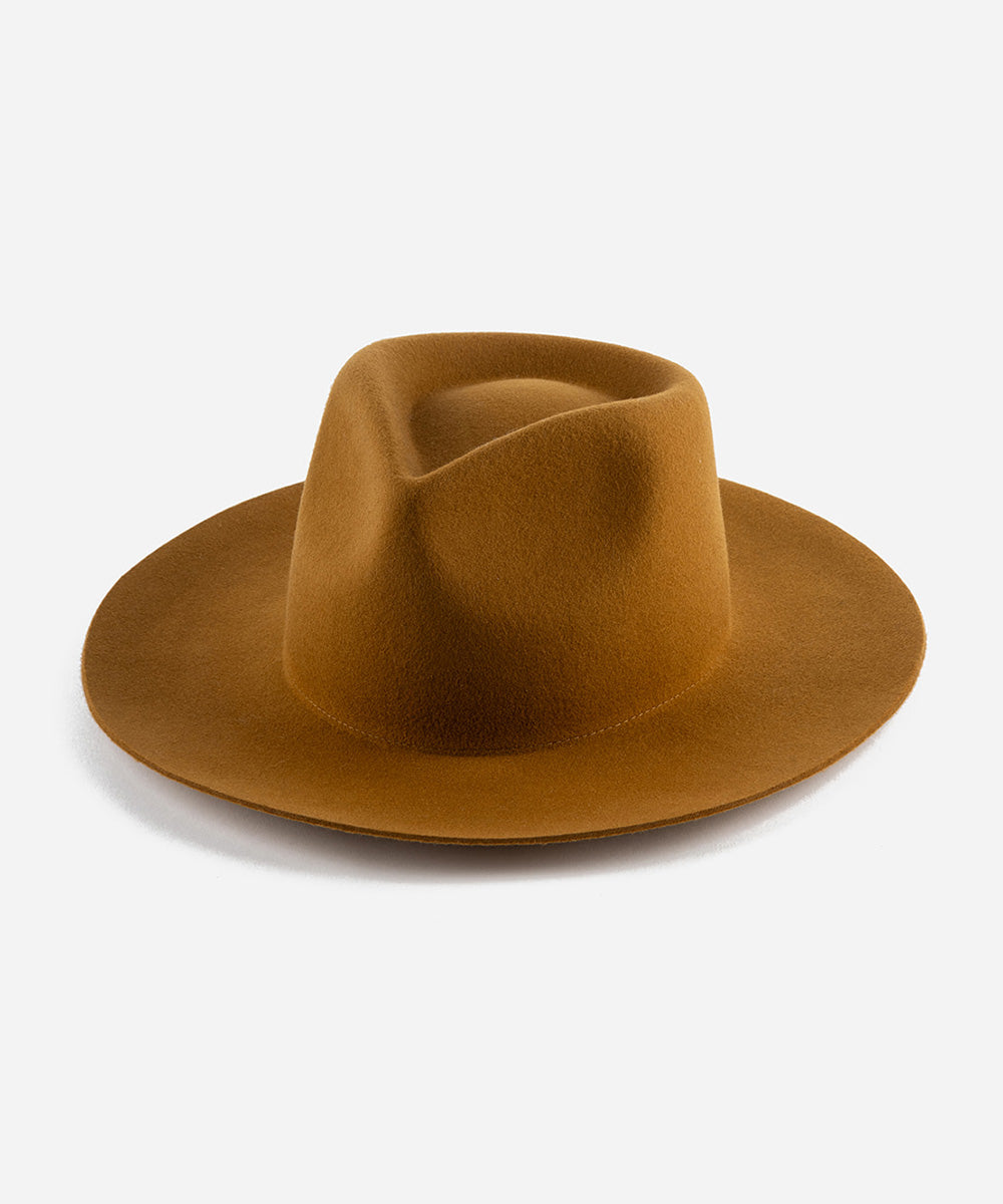 Gigi Pip felt hats for women - Zephyr Rancher - fedora teardrop crown with a stiff upturned brim [cinnamon]