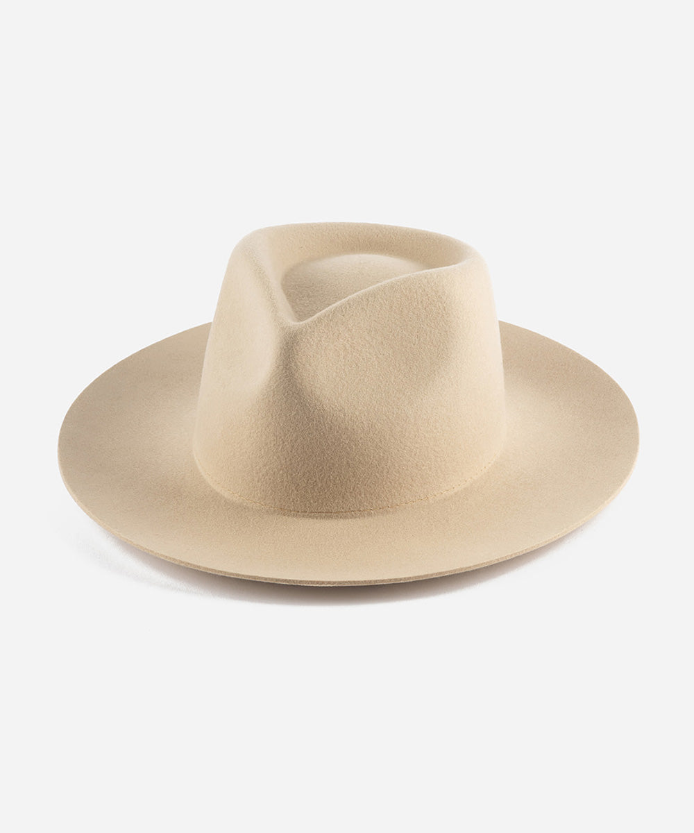 Gigi Pip felt hats for women - Zephyr Rancher - fedora teardrop crown with a stiff upturned brim [cream]