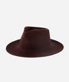 Gigi Pip felt hats for women - Zephyr Rancher - fedora teardrop crown with a stiff upturned brim [dark cherry]