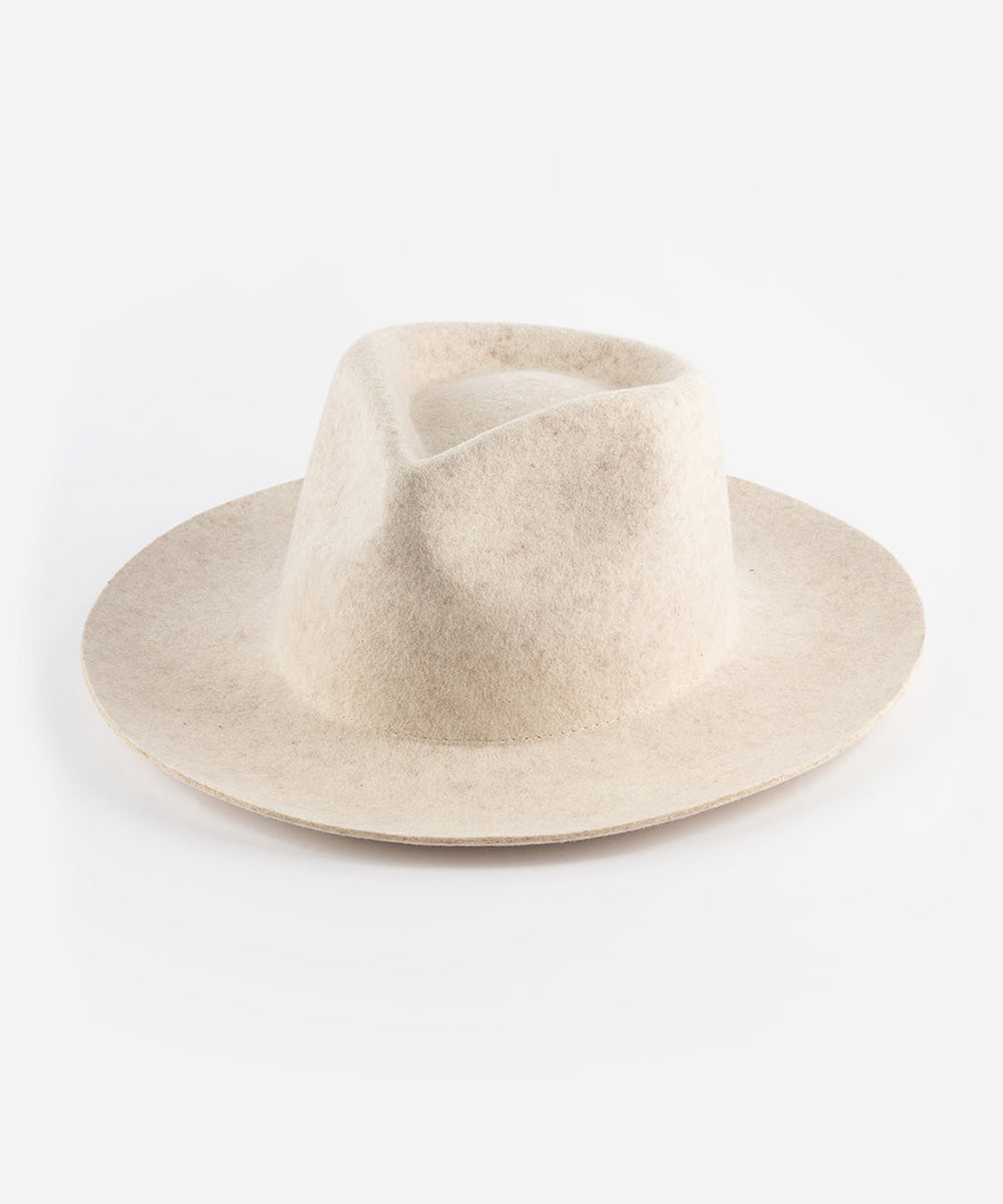 Gigi Pip felt hats for women - Zephyr Rancher - fedora teardrop crown with a stiff upturned brim [mix ivory]