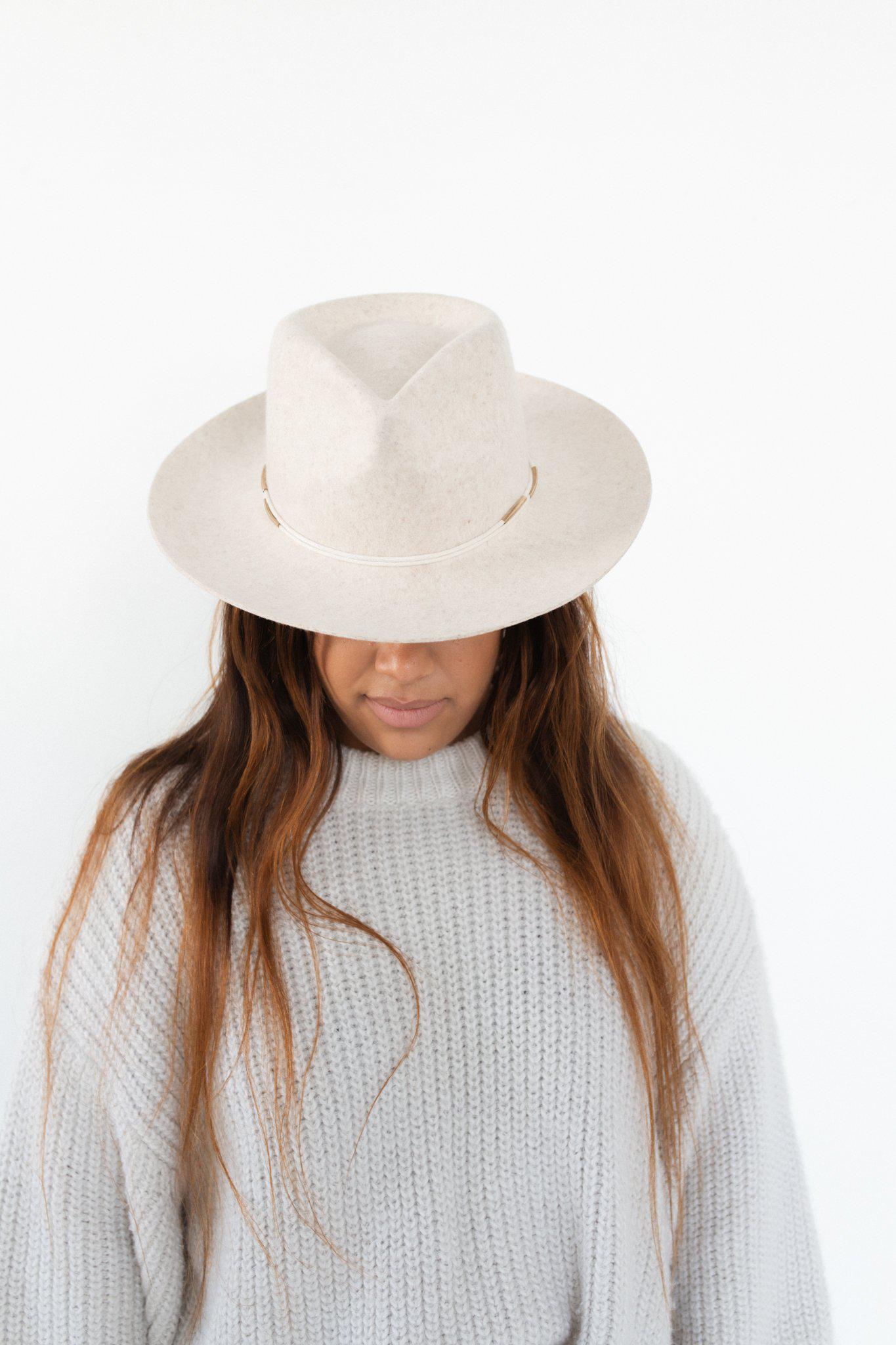 Gigi Pip hat bands + trims for women's hats - Rope Band with Beads - double layered rope hat band with metal accents detailing the ropes with a tie knot in the back [cream]