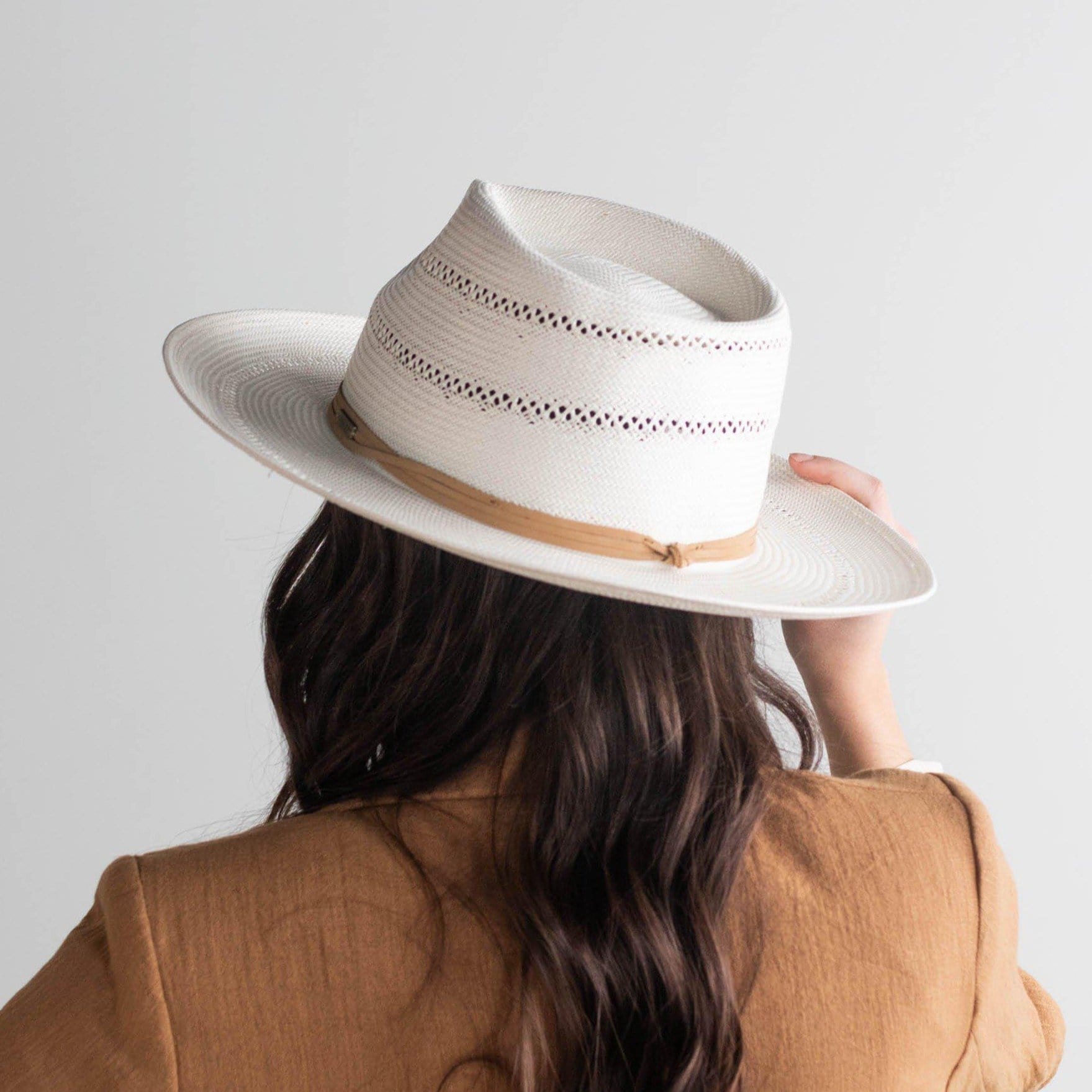 Blemished Straw Arlo Tan Band - Straw Teardrop Fedora BLEMISHED [tan]