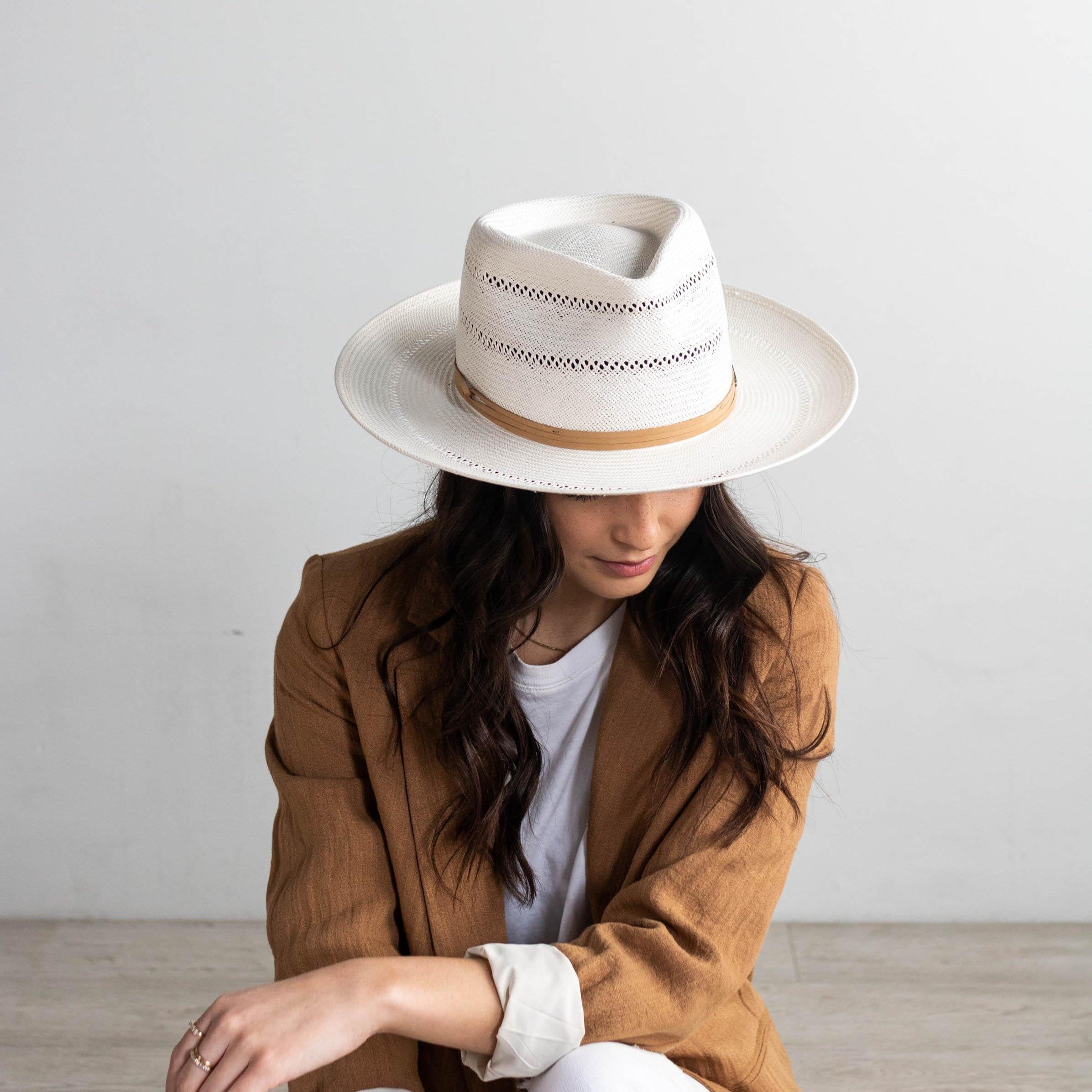 Blemished Straw Arlo Tan Band - Straw Teardrop Fedora BLEMISHED [tan]