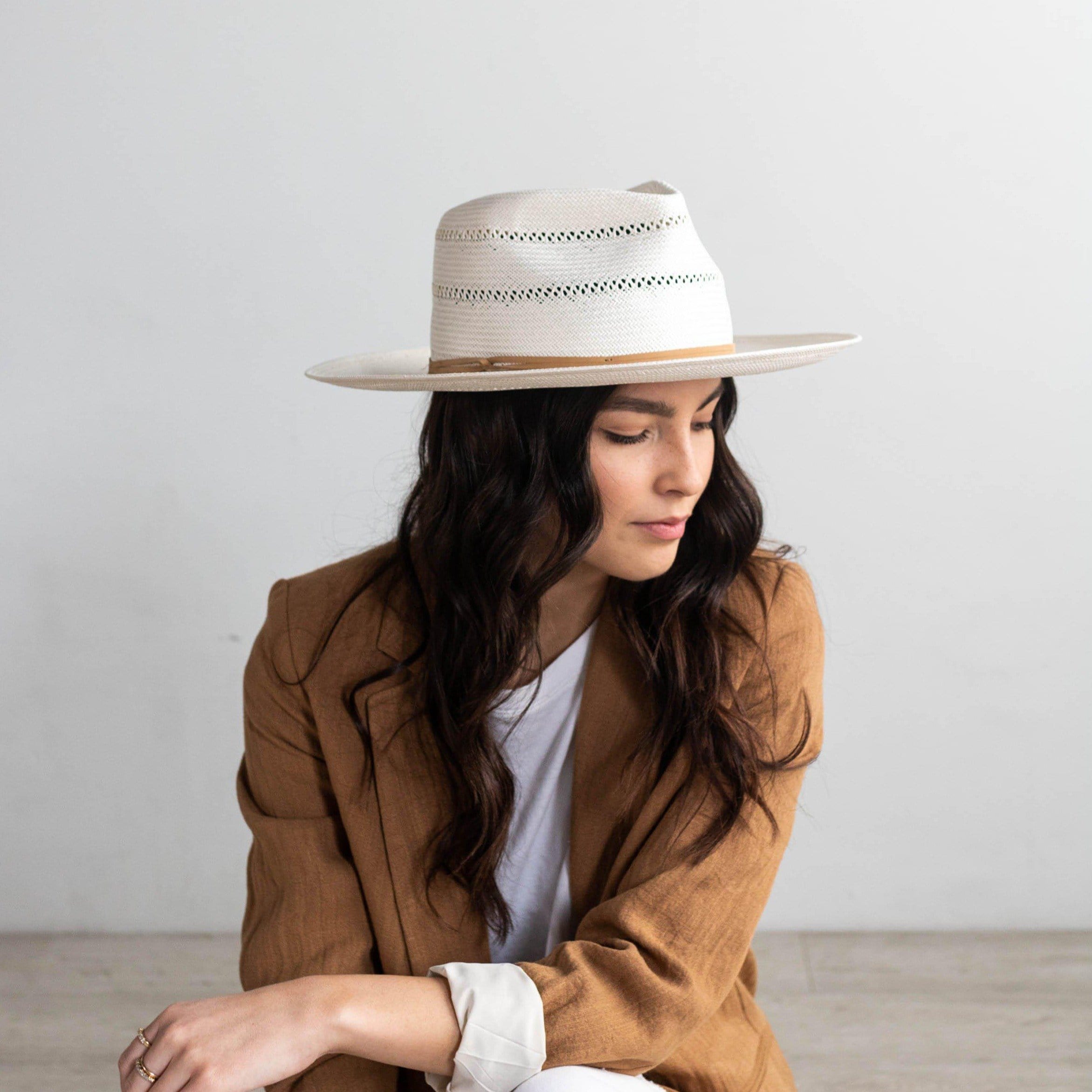 Blemished Straw Arlo Tan Band - Straw Teardrop Fedora BLEMISHED [tan]