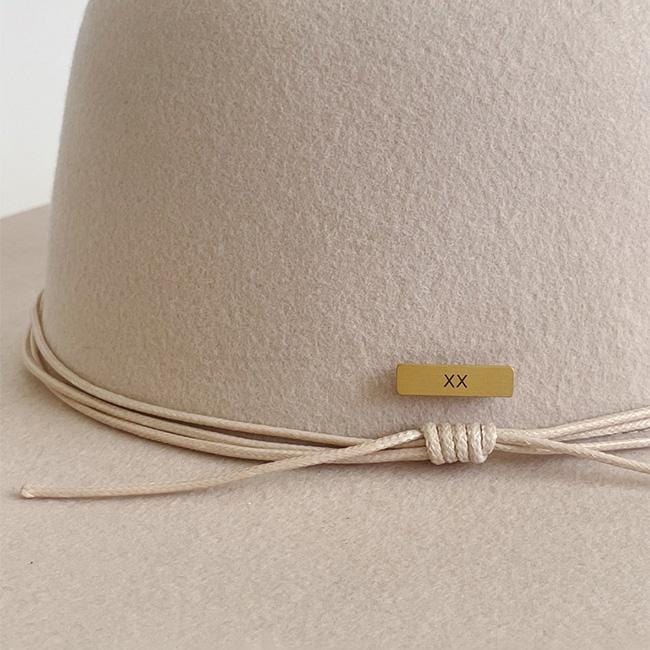 Gigi Pip hat bands + trims for women's hats - xx Hat Pin - Gigi Pip signature xx symbol engraved on a stainless steel with a brushed gold plating hat pin [gold]