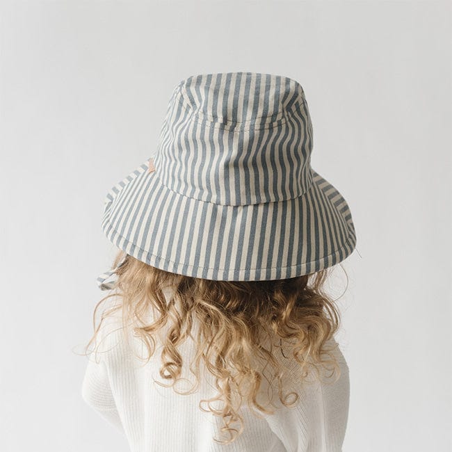 Gigi Pip bucket hats for kids - Rhode Kids Bucket Hat - 100% cotton adjustable bucket hat for kids featuring a removable chin strap [striped-blue]