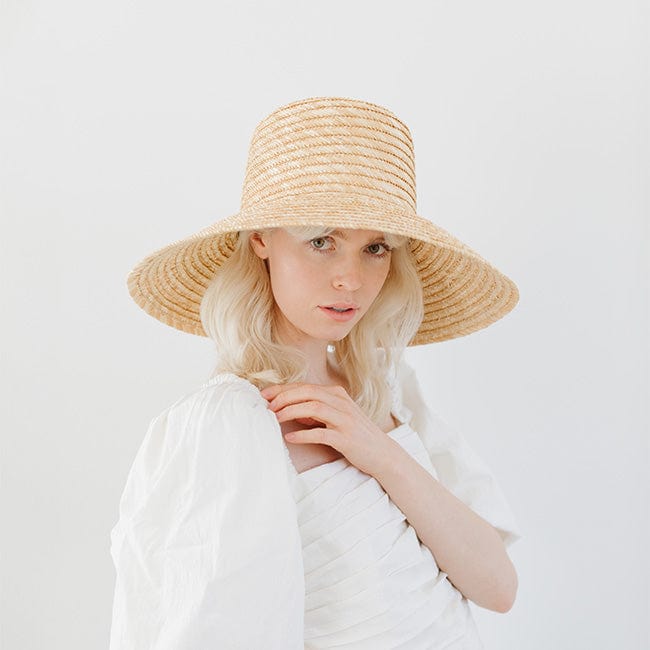 Gigi Pip straw hats for women - Jolie Boater - bell shaped straw with a boater crown and a sloped brim [natural]