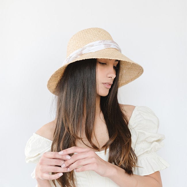 Gigi Pip straw hats for women - Jude Packable Hat - dome crown with an a-line brim made of relaxed raffia straw, includes a removable custom-dyed fabric band for, packable hat without compromising shape or quality [natural]